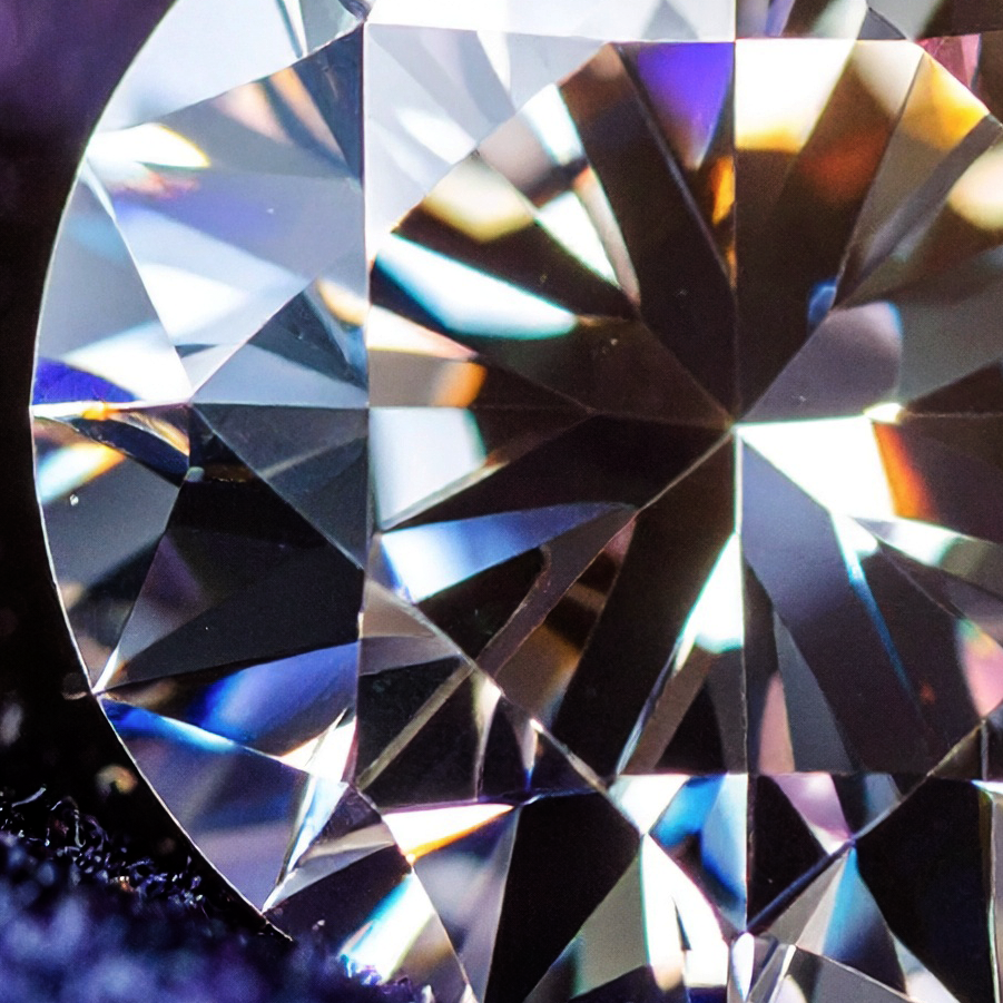 Diamond facets refracting light